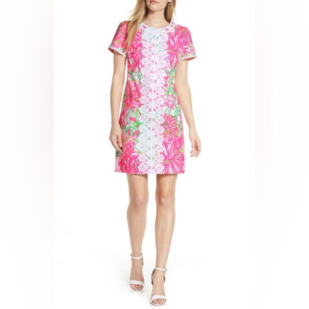 Lily Pulitzer Maisie Pink Floral Stretch Shift Dress Sz 8